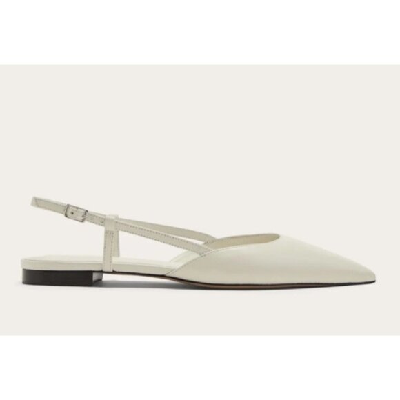 Everlane Women’s Size 9 White Leather Pointed Toe Slingback Flats Minimalist - Picture 12 of 13